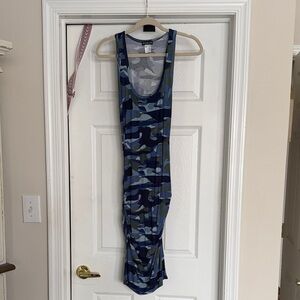 VENUS Blue and Gray Patterned Top